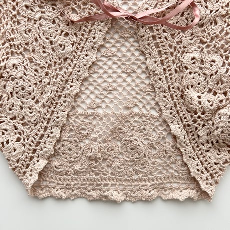pink crochet designed bolero cardigan
