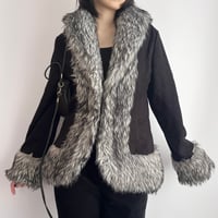 black×gray suede fur jacket