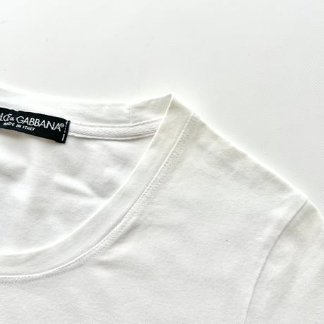 D&G white sequins logo T-shirts