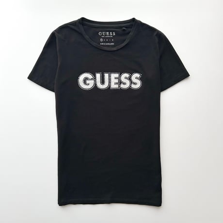 GUESS black rhinestone logo T-shirts