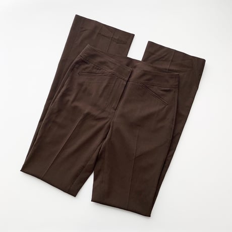 brown stitch designed straight pants