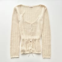 ivory crochet waist mark cardigan