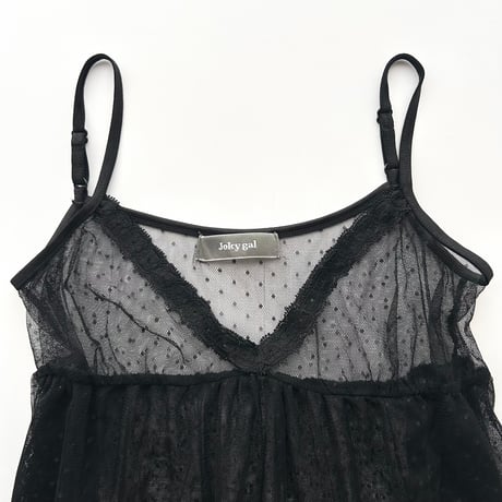 black dot tulle camisole