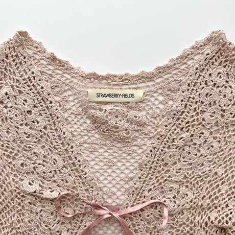 pink crochet designed bolero cardigan