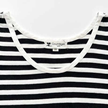 courreges white×black striped tank top