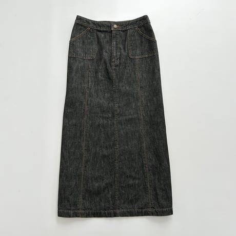 dark indigo denim long skirt