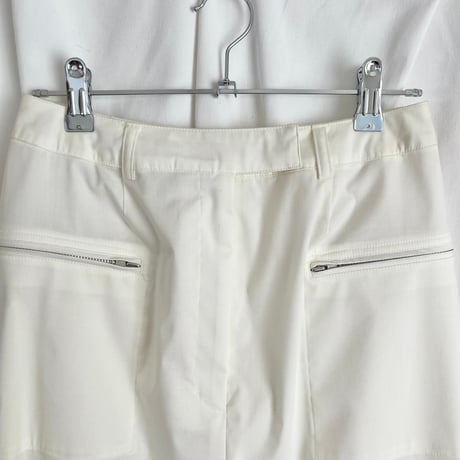 ivory zip designed midi skirt