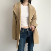 beige designed middle coat