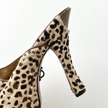 leopard fur vis sandals 23.5cm