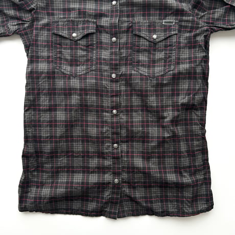 DIESEL black×red plaid cotton shirt