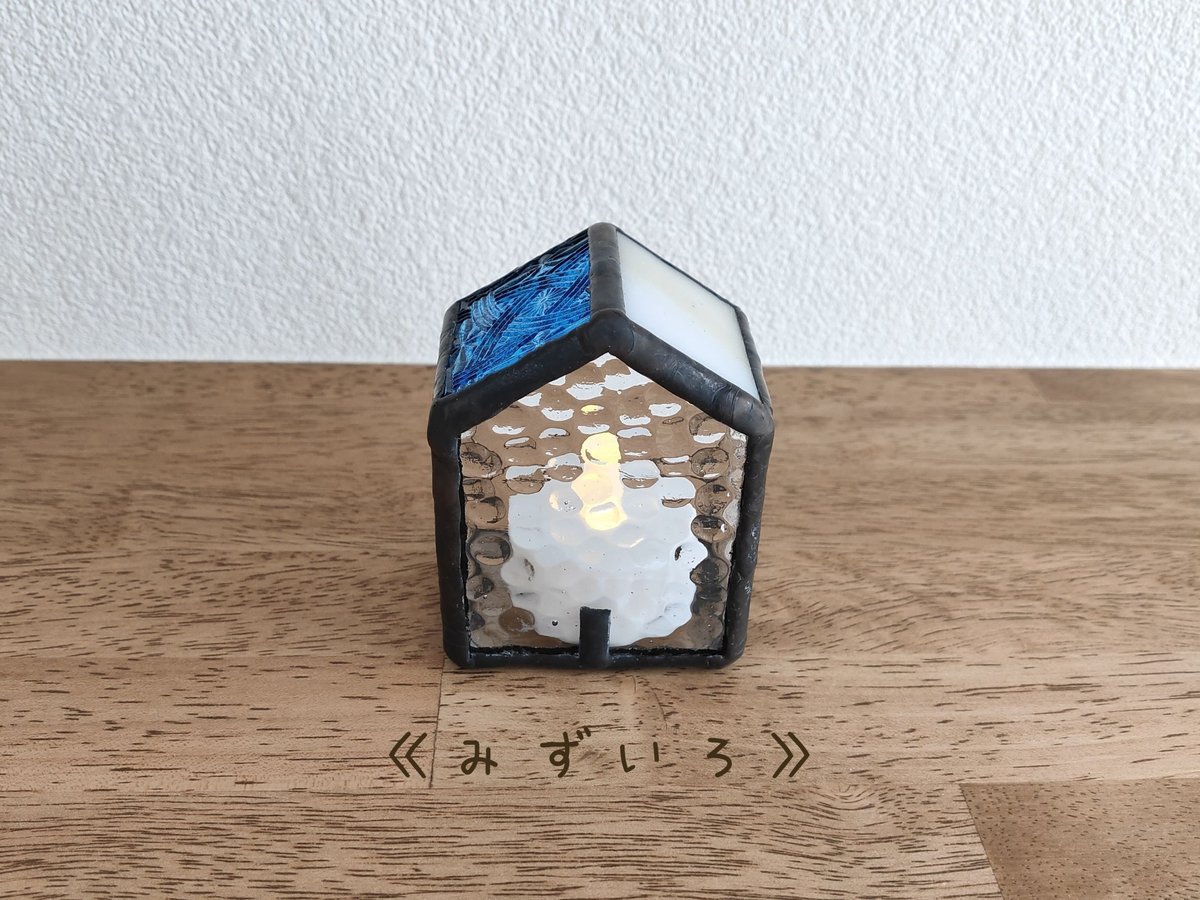【 美品 】ステンドグラスハウス ガラスキューブ & LEDキャンドルライト付き