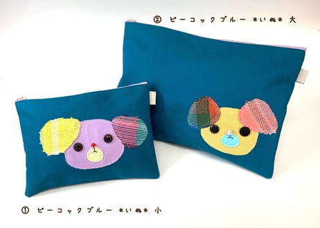 ＊手織り生地のヘンテコ動物さん＊帆布ポーチ