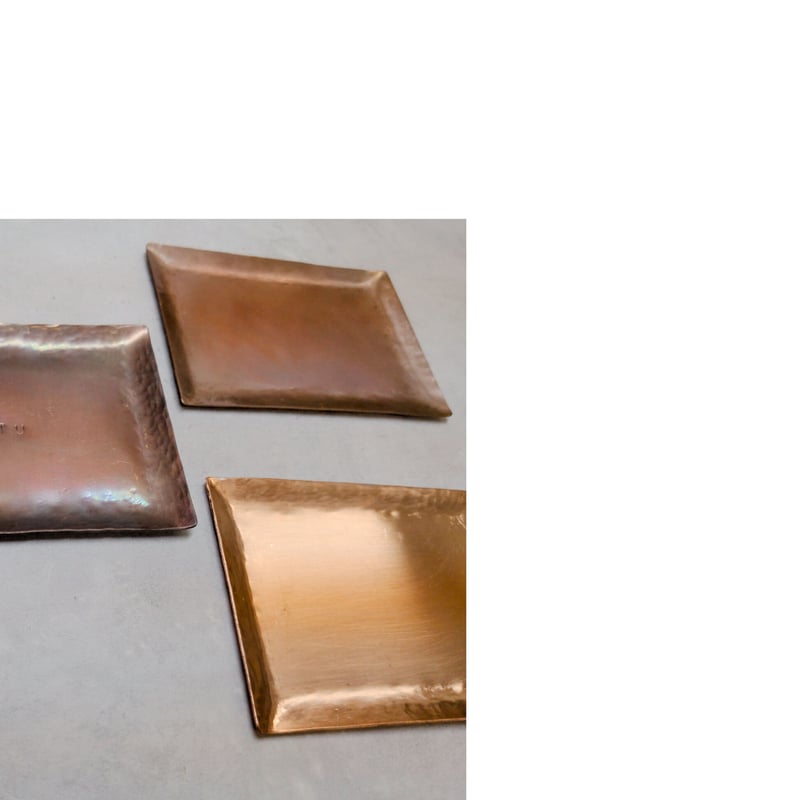 銅角皿（受け皿）古美色 | Brass&Copper