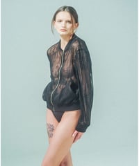 See-through stripe blouson