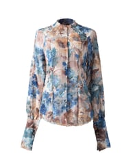 Funnel neck flowers lace blouse