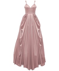 Pink satin Volume drape dress