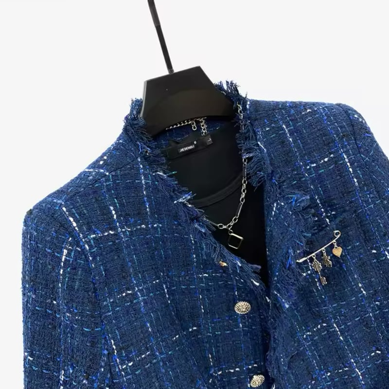 time less 松島聡　着用　ネイビー　ツイードジャケット　韓国メンズ　貴重 timelesz 松島聡 様着用 loose fit check tweed jacket |