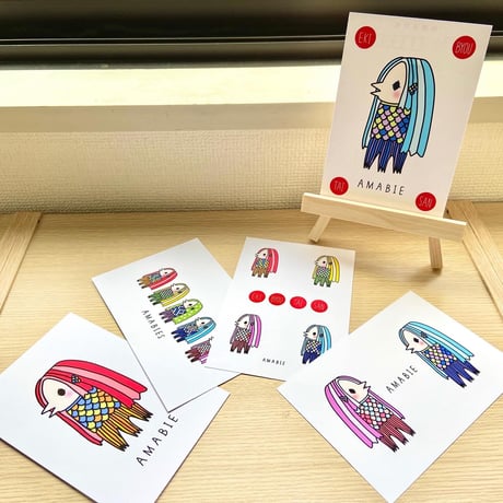 アマビエさま　ポストカード５枚セット
