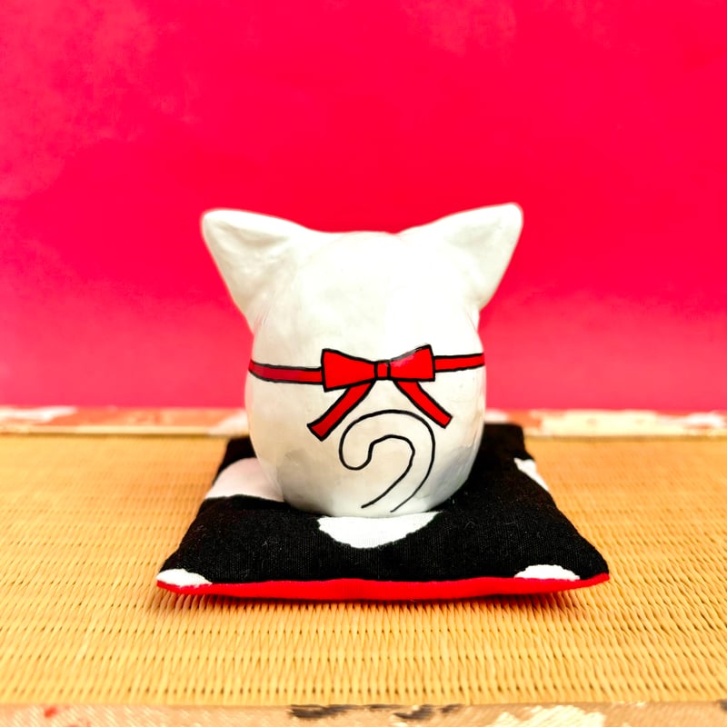招き猫 白 約35cm 大きめ 招き猫 白 約35cm 大きめ 招き猫猫 【大】白猫 オッドアイ | megumix