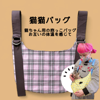 猫猫バッグ  ピンクチェック