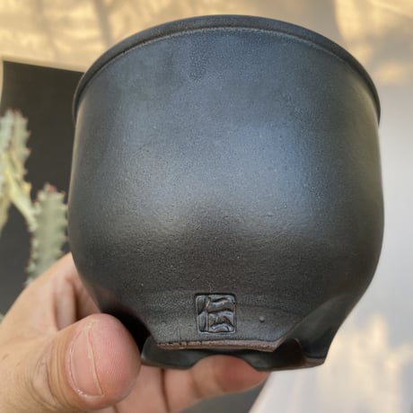 伝市鉢　黒化粧3.5寸　別注品