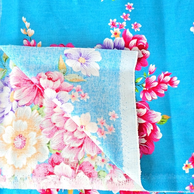 台湾花布 水色 約90×90㎝ | 台湾茶と雑貨 桃なっぷるstore