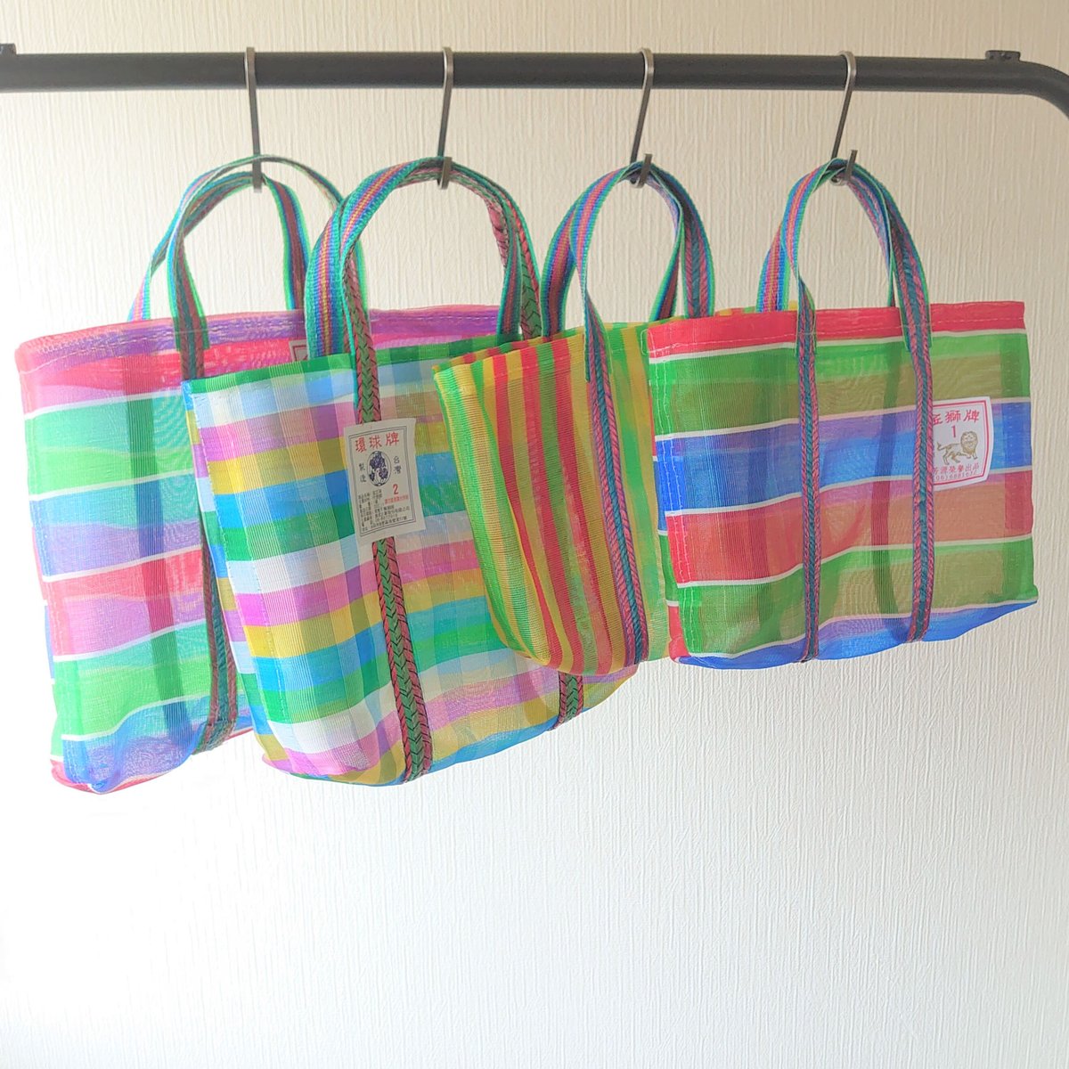 漁師網バッグ 2号サイズ 格子柄 環球牌タグ | 台湾茶と雑貨 桃なっ  