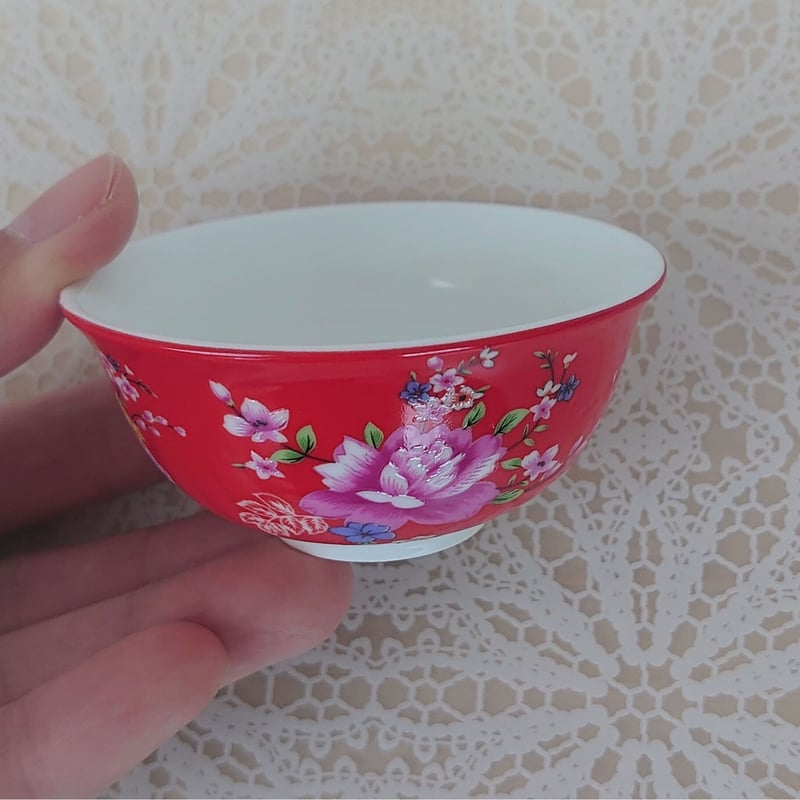 客家花布柄 茶杯 赤 | 台湾茶と雑貨 桃なっぷるstore
