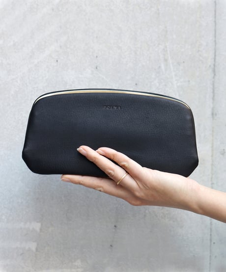 FOLNA RD ソフトレザー ロング天溝がま口 / No.2993878-A / BLACK