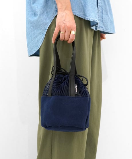 Folna コットン×メッシュ 巾着バッグ / No.224762 / 4色展開
