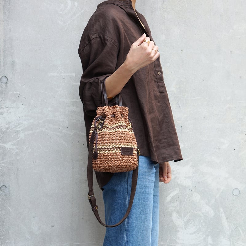 ペーパー 2WAY巾着ショルダーバッグ・2 COLORS(ボーダー) / Folna K765