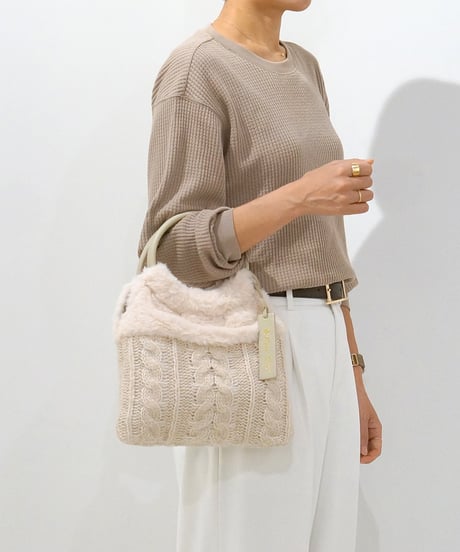 Folna ニット×ファー ハンドバッグ/ No.K764604 / 2色展開