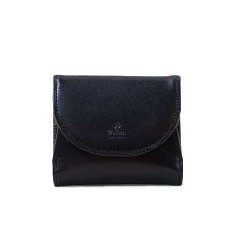 Folna 二つ折り財布 黒 ドット Folna 二つ折り財布 レディース フォルナ 日本製 本革 きれいめ