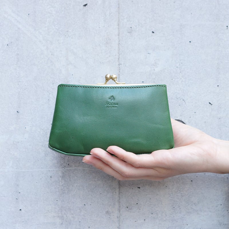 イルビゾンテ がま口 オリーブ 稀少 がたく 