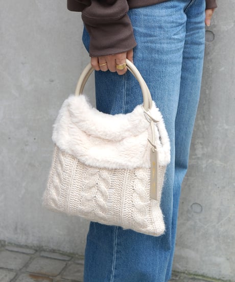 Folna ニット×ファー ハンドバッグ/ No.K764604 / 2色展開