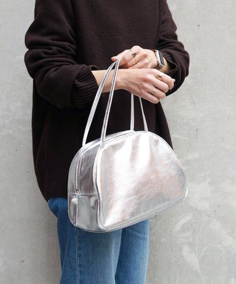 FOLNA RD ホイルレザーボストンバッグ M-SIZE / No.083339 / SILVER