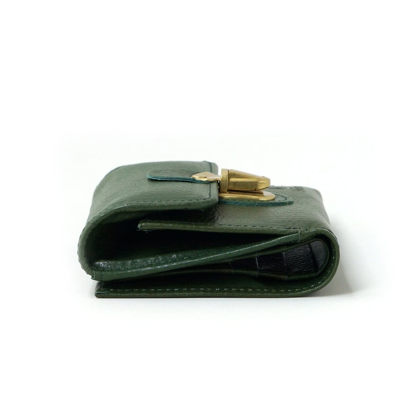 Folna 二つ折り財布 黒 ドット ヌメオイルシュリンク 差し込み金具 二つ折り財布・4 COLORS