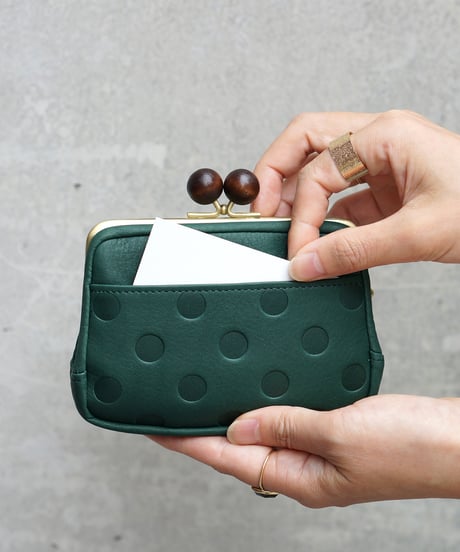 Folna ドット型押しレザー ウッドボール親子がま口財布 / No.2993902 / 4色展開