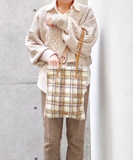 Folna チェック柄ボアファー トートバッグ / No.K903059 / 4色展開