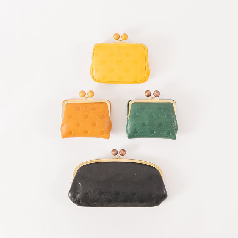 ドット型押し ウッドボール 親子がま口財布・4 COLORS / Folna ドット型押し ウッドボール 親子がま口財布・4 COLORS / Folna