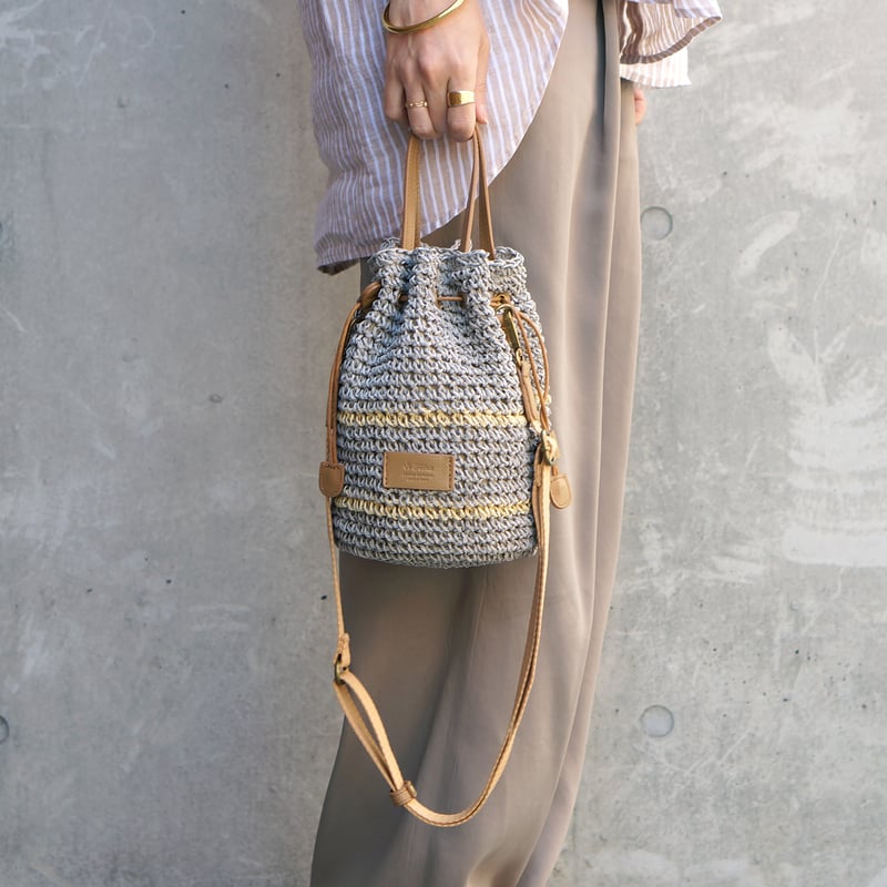 ペーパー 2WAY巾着ショルダーバッグ・2 COLORS(ボーダー) / Folna K765