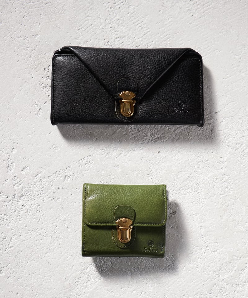 Folna ヌメオイルシュリンクレザー 差し込み金具 二つ折り財布 / No