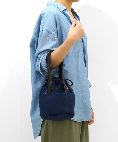 Folna コットン×メッシュ 巾着バッグ / No.224762 / 4色展開