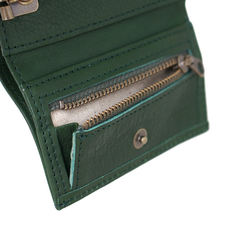 フォルナFolna 旅行用財布キーケースグリーンプレゼント緑本革