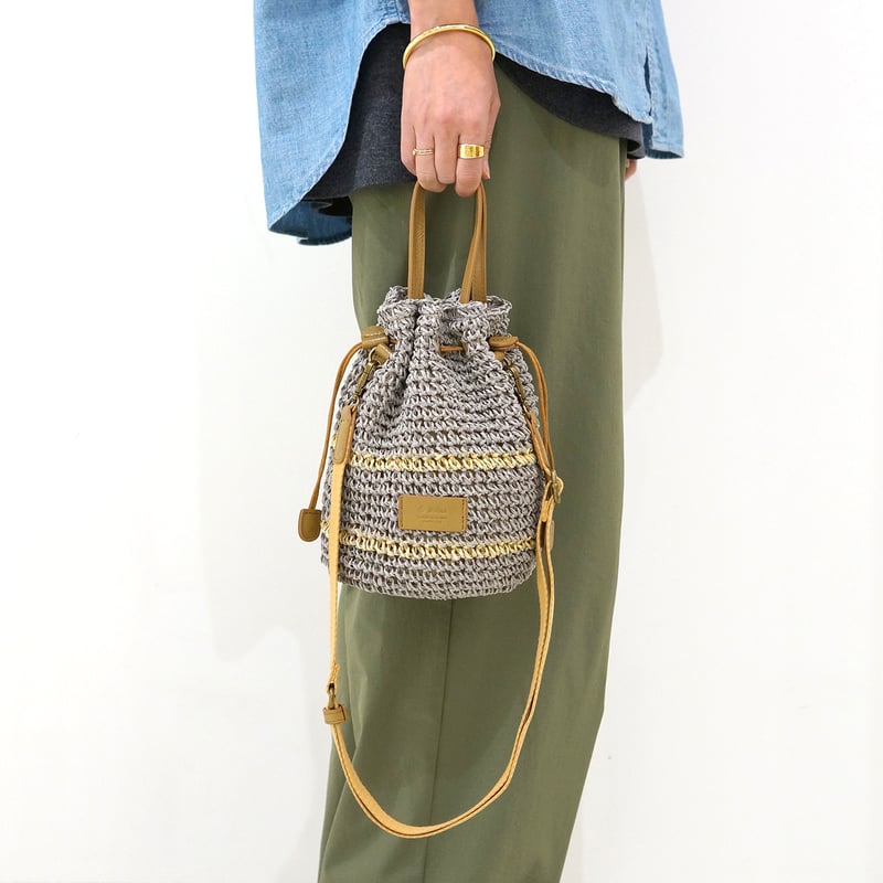 ペーパー 2WAY巾着ショルダーバッグ・2 COLORS(ボーダー) / Folna K765