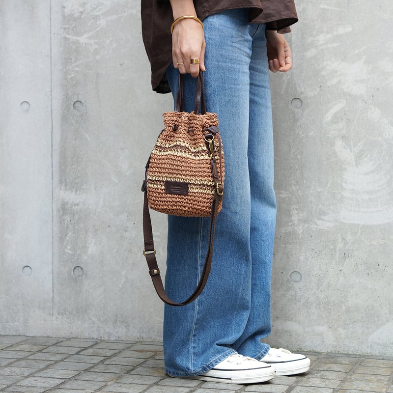 ペーパー 2WAY巾着ショルダーバッグ・2 COLORS(ボーダー