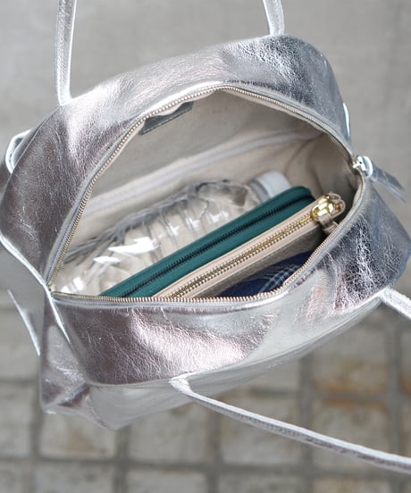 FOLNA RD ホイルレザーボストンバッグ M-SIZE / No.083339 / SILVER