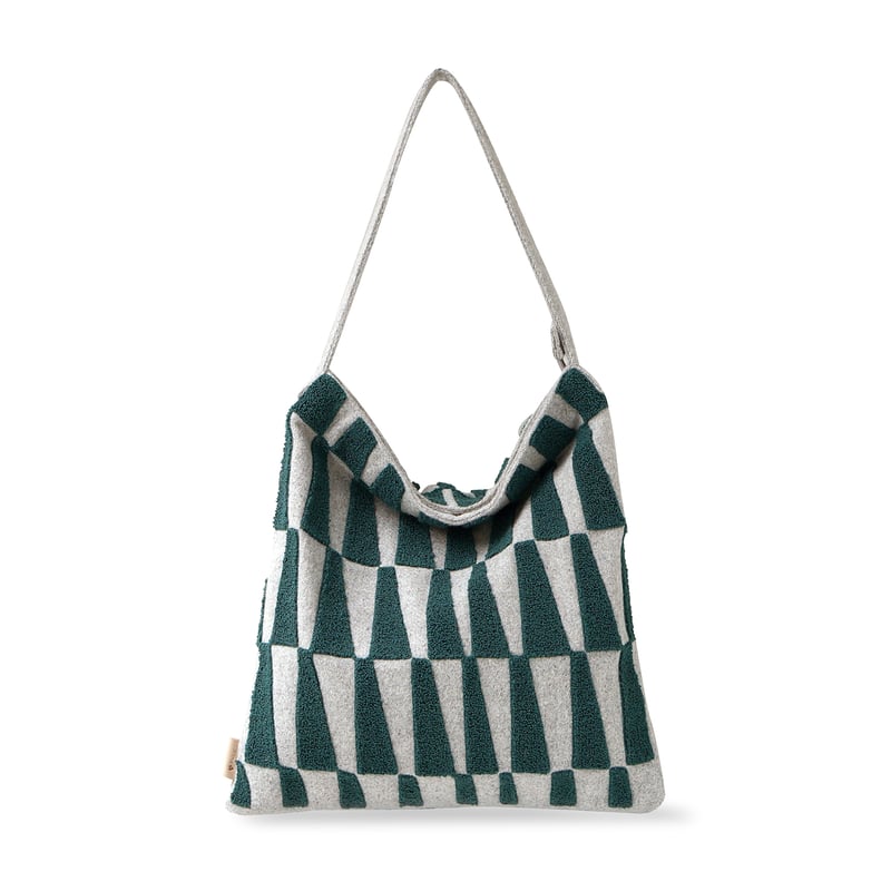 D16.美品◆ LEH【希少◆ 袈裟 ワンショルダーバッグ/トートバッグ】刺繍 サガラ刺繍ワンハンドルトートバッグ(ドット/幾何学/ストライプ)・3