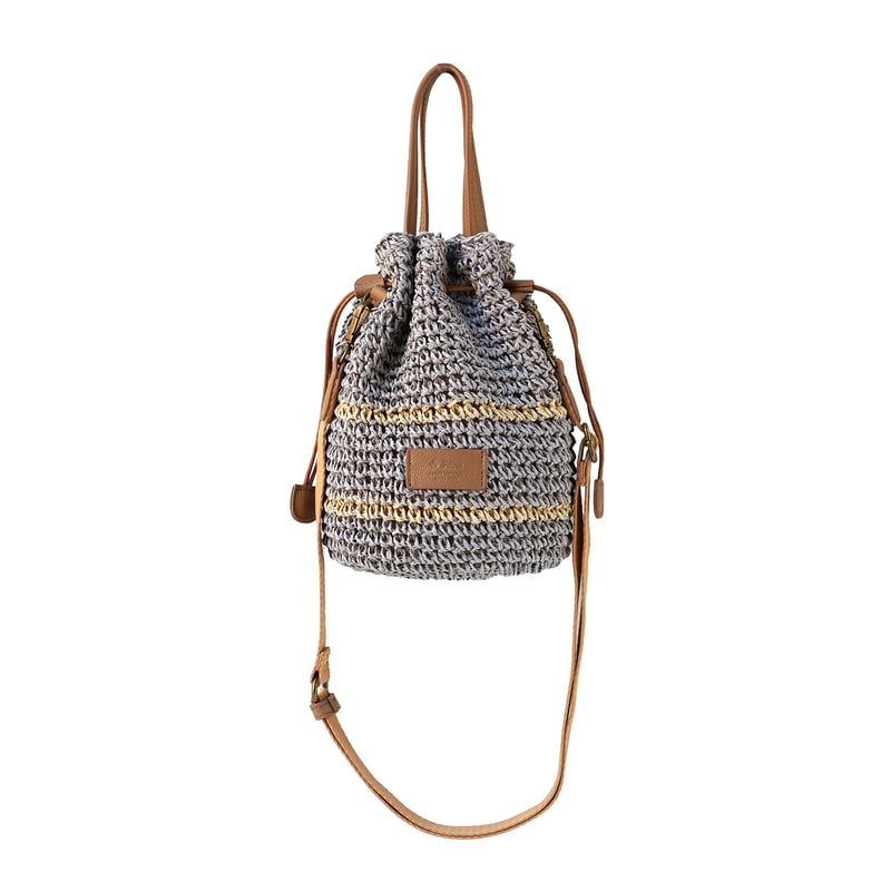 Color Harmony 2 ペーパーバック ペーパー 2WAY巾着ショルダーバッグ・2 COLORS(ボーダー) / Folna K765