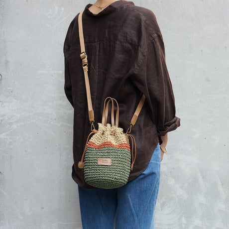 ペーパー 2WAY巾着ショルダーバッグ・1 COLORS(バイカラー)  / Folna K765002